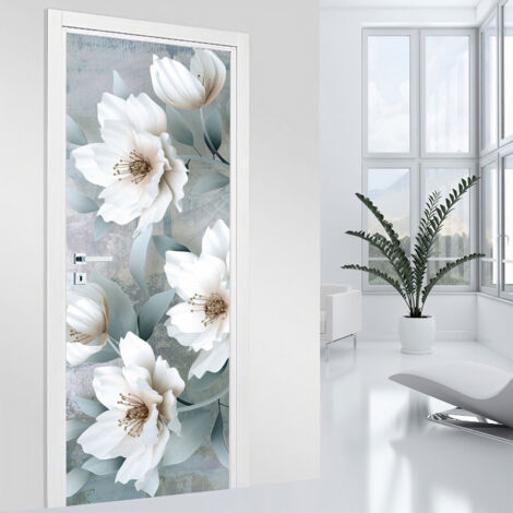 Stickers pour porte - Fleurs - 63 x 205 cm - Adhésif MAT (1/2)