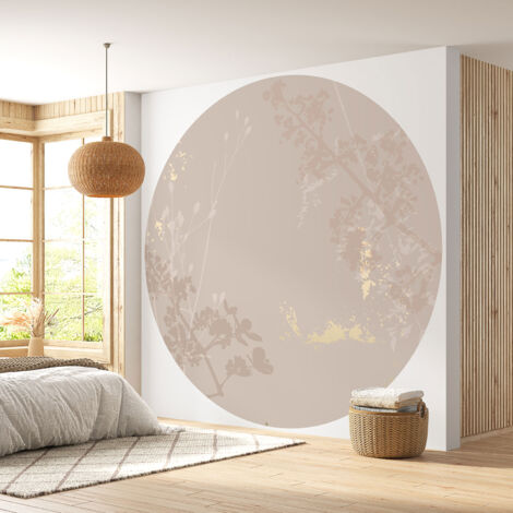 Papier peint rond / cercle - Motif floral - Diamètre 70 cm (1/4)