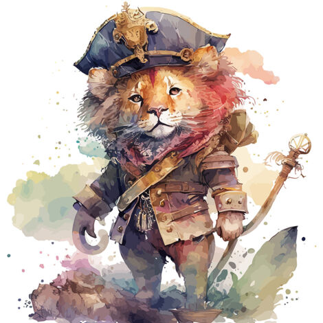 Papier peint panoramique Enfants - Lionceau pirate - 130 cm x 84 cm (1/2)