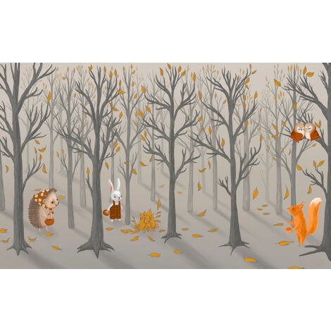 Papier peint panoramique Enfants - Animaux de la Forêt - 260 cm x 162 cm (1/2)
