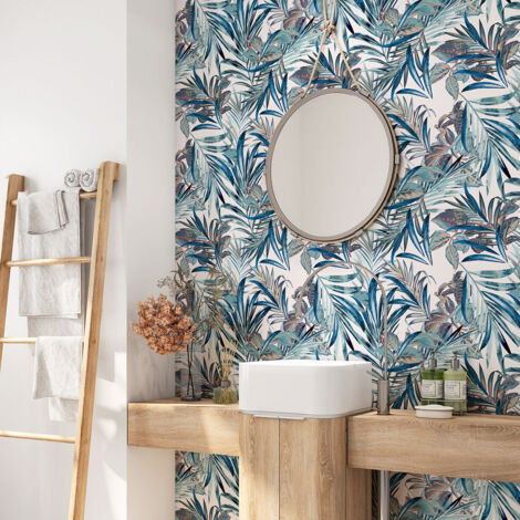 Crédence adhésive salle de bain - Feuilles - 80x80 cm - Adhésif MAT (1/4)