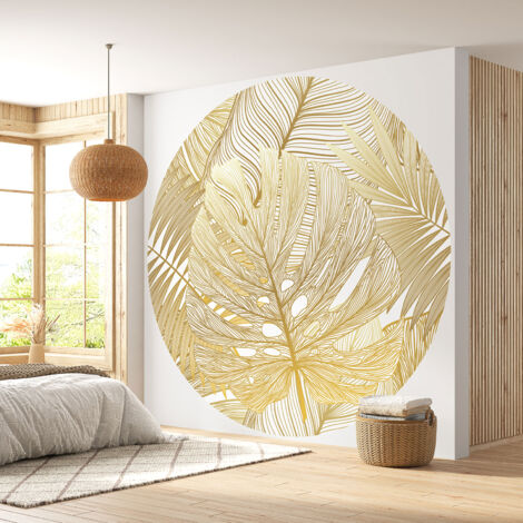 Papier peint rond / cercle - Motif botanique - Diamètre 240 cm en 4 Parties