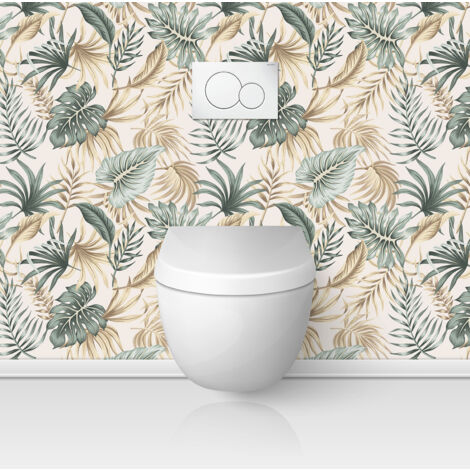 Crédence adhésive WC 50x50 cm – Feuilles tropicales – Résistante à l'eau et aux UV – Adhésif mat pour installation facile (1/3)