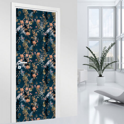 Stickers pour porte - Fleurs - 73 x 205 cm - Adhésif MAT (1/2)