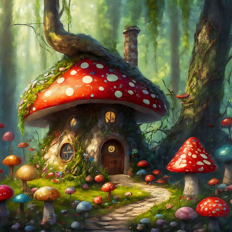 Papier peint panoramique Enfants - Forêt Champignons - 260 cm x 260 cm (1/2)