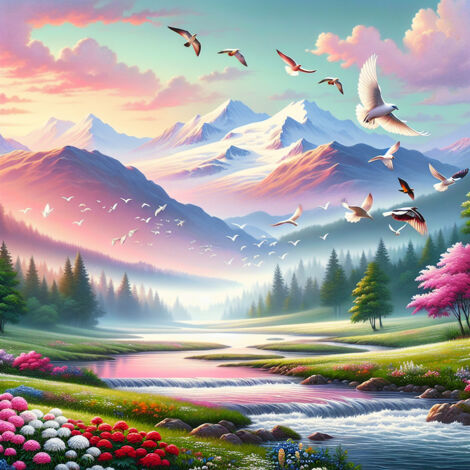 Papier peint panoramique Enfants - Féerique - 130 cm x 130 cm (1/2)