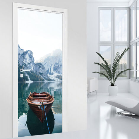 Stickers pour porte - Lac et Montagne - 63 x 205 cm - Adhésif MAT (1/2)