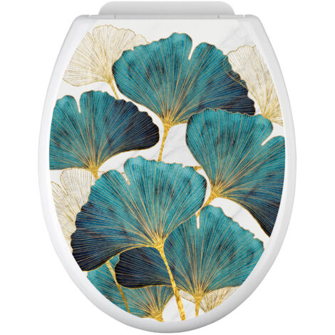 Stickers Abattant WC - Feuilles - 35x43 cm - Adhésif BRILLANT (1/2)