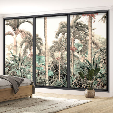 Papier peint panoramique Trompe l'oeil baie vitrée - Forêt tropicale - 130 cm x 78 cm (1/5)