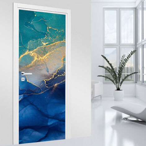 Stickers pour porte - Effet marbré - 73 x 205 cm - Adhésif MAT (1/2)