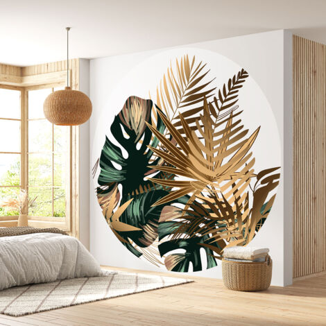 Papier peint rond / cercle - Motif botanique - Diamètre 240 cm en 4 Parties