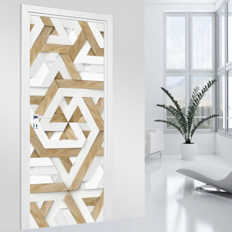 Stickers pour porte - Motif géométrique - 83 x 205 cm - Adhésif MAT
