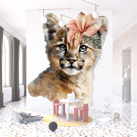 Papier peint panoramique Enfants - Puma Fleurs - 260 cm x 167 cm (1/3)