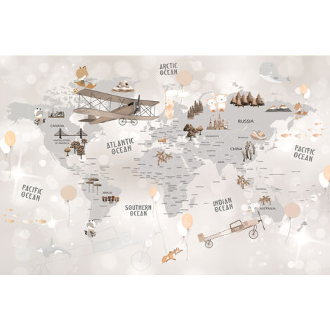 Papier peint panoramique Enfants - Carte du Monde - 260 cm x 173 cm (1/2)