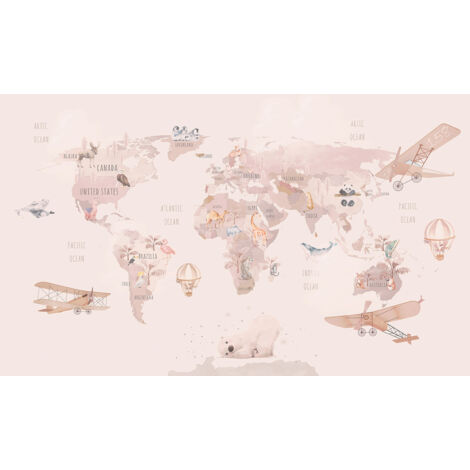 Papier peint panoramique Enfants - Carte du monde - 130 cm x 78 cm (1/2)