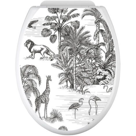 Stickers Abattant WC - Jungle Animaux - 35x43 cm - Adhésif BRILLANT (1/2)