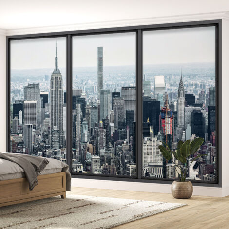 Papier peint panoramique Trompe l'oeil baie vitrée - New york - 130 cm x 78 cm (1/5)