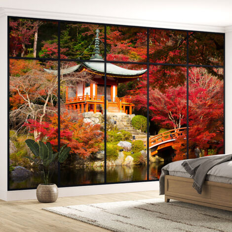 Papier peint panoramique Trompe l'oeil Verrière - Temple japonais - 130 cm x 82 cm (1/5)