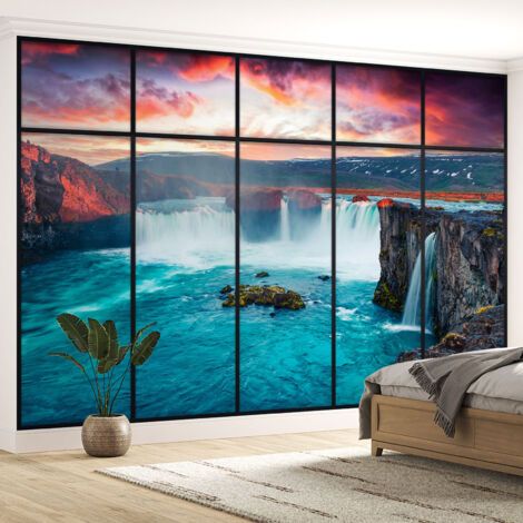 Papier peint panoramique Trompe l'oeil Verrière - Cascades - 130 cm x 82 cm (1/5)