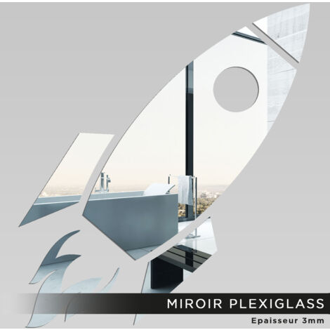 Miroir Plexiglass - Fusée spaciale - 20x22 cm (1/2)