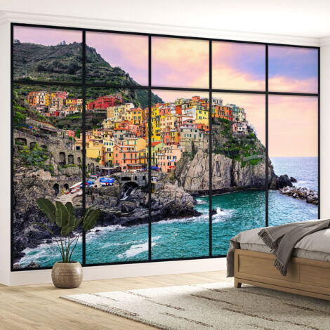 Papier peint panoramique Trompe l'oeil Verrière - Cinque terre - 130 cm x 82 cm (1/5)
