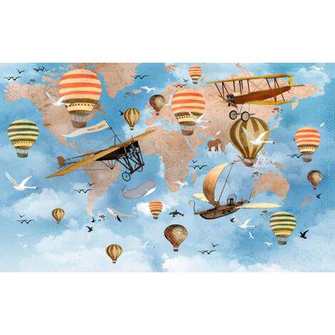 Papier peint panoramique Enfants - Carte du Monde - 512 cm x 320 cm (1/2)