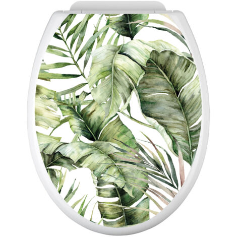 Stickers Abattant WC - Feuilles - 35x43 cm - Adhésif BRILLANT (1/2)
