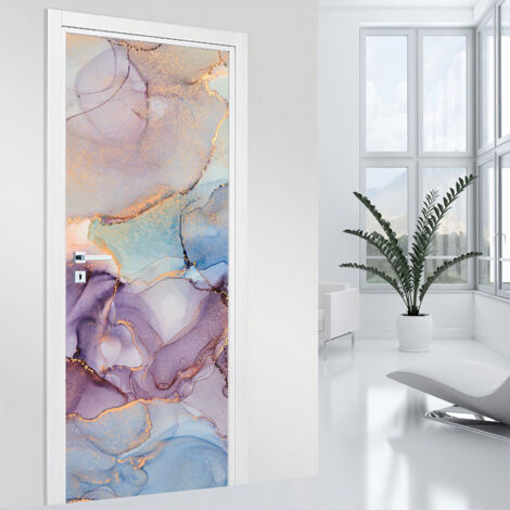 Stickers pour porte - Effet marbré - 73 x 205 cm - Adhésif MAT (1/2)