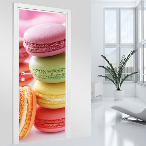 Stickers pour porte - Macarons - 73 x 205 cm - Adhésif MAT (1/2)