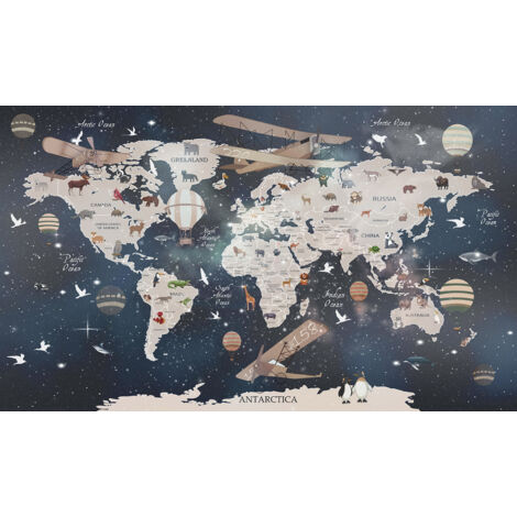 Papier peint panoramique Enfants - Carte du Monde - 130 cm x 77 cm (1/2)