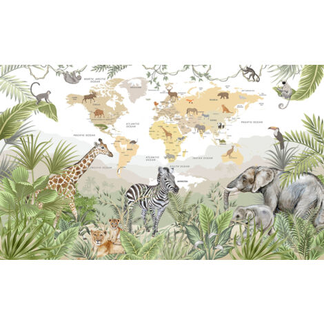 Papier peint panoramique Enfants - Carte du Monde - 531 cm x 320 cm (1/2)