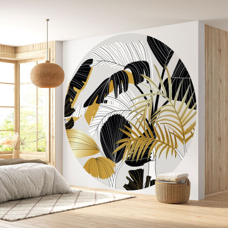 Papier peint rond / cercle - Motif botanique - Diamètre 70 cm (1/4)