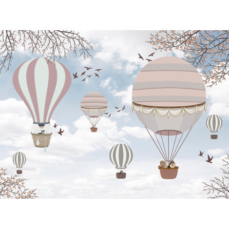 Papier peint panoramique Enfants - Montgolfières - 325 cm x 239 cm (1/2)