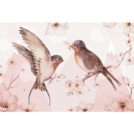 Papier peint panoramique Enfants - Oiseaux - 130 cm x 87 cm (1/2)