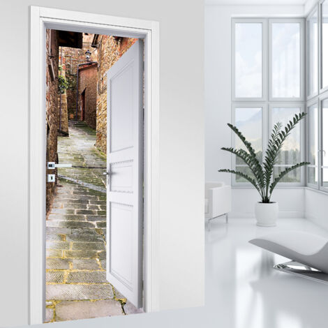 Stickers pour porte - Ruelle - 73 x 205 cm - Adhésif MAT (1/2)