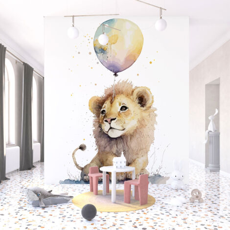 Papier peint panoramique Enfants - Lionceau ballon - 130 cm x 84 cm (1/3)