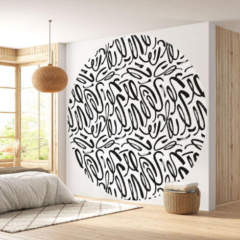 Papier peint rond / cercle - Motif Graphique - Diamètre 60 cm (1/4)
