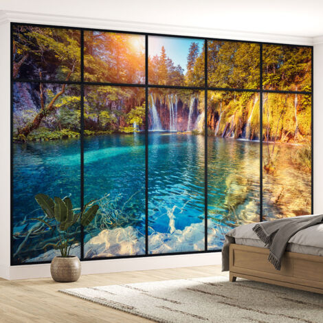 Papier peint panoramique Trompe l'oeil Verrière - Cascades - 130 cm x 82 cm (1/5)