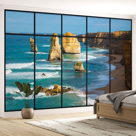 Papier peint panoramique Trompe l'oeil Verrière - Falaises - 340 cm x 215 cm (1/5)