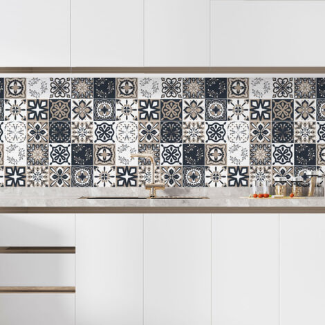 Crédence adhésive cuisine - Effet carreaux de ciment - 55x55 cm - Adhésif MAT (1/5)