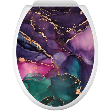 Stickers Abattant WC - Effet Marbré - 35x43 cm - Adhésif BRILLANT (1/2)