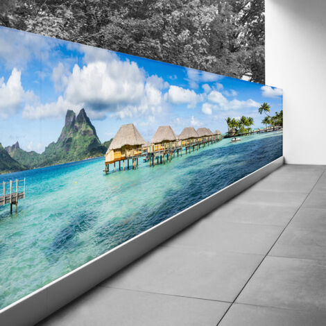 Brise vue Trompe l'oeil - 100x425 cm - Maldives - Recto Imprimé / Verso BlancBâche Pleine - 100% d'occultation (1/3)