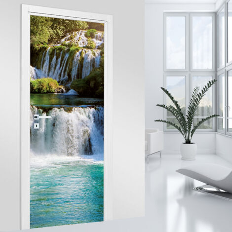 Stickers pour porte - Cascades - 73 x 205 cm - Adhésif MAT (1/2)