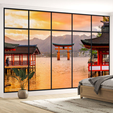 Papier peint panoramique Trompe l'oeil Verrière - Temples japonais - 130 cm x 82 cm (1/5)