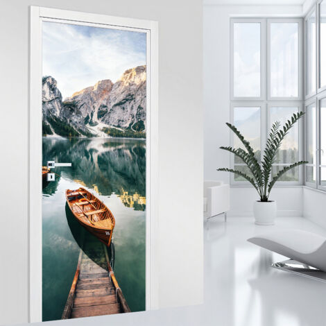 Stickers pour porte - Lac et Montagne - 63 x 205 cm - Adhésif MAT (1/2)
