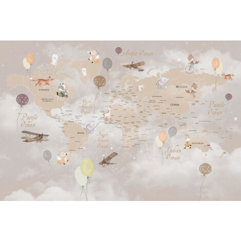 Papier peint panoramique Enfants - Carte du Monde - 130 cm x 87 cm (1/2)