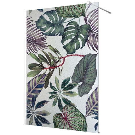 Stickers paroi de douche dépoli - Feuilles Tropicales - 110 x 200 cm