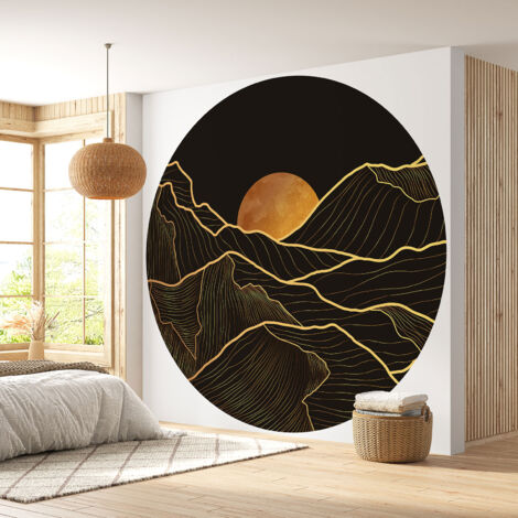 Papier peint rond / cercle - Paysage Abstrait - Diamètre 60 cm (1/4)