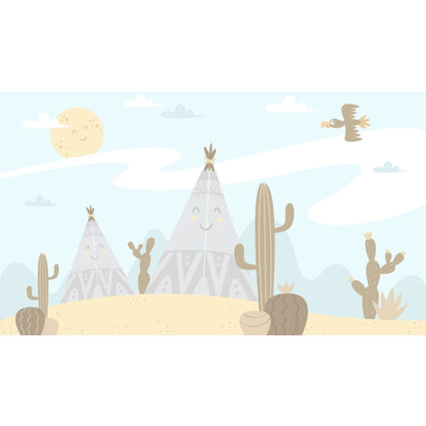 Papier peint panoramique Enfants - Tipis Paysage - 130 cm x 78 cm (1/2)