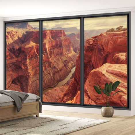 Papier peint panoramique Trompe l'oeil baie vitrée - Grand canyon - 130 cm x 78 cm (1/5)